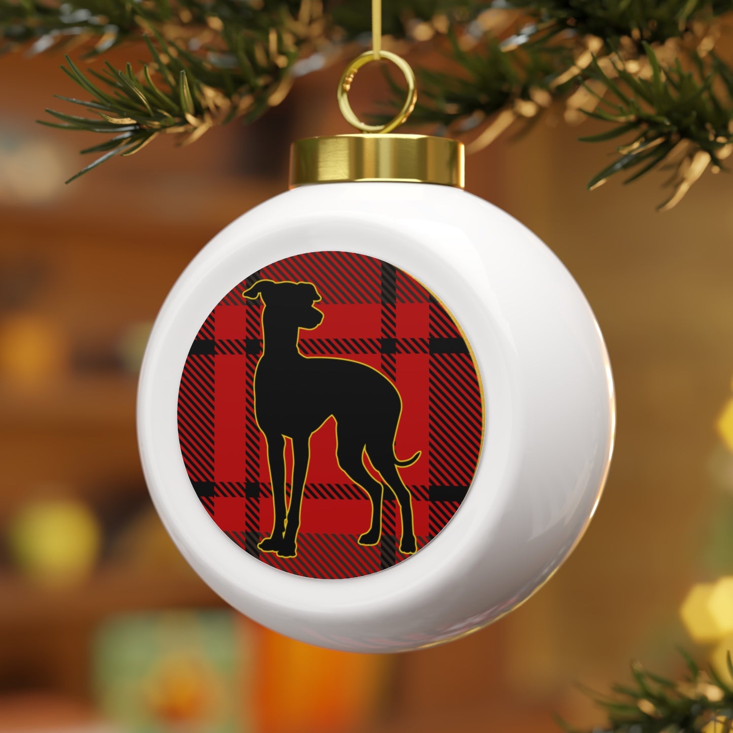 Greyhound Dog Christmas Ball Ornament