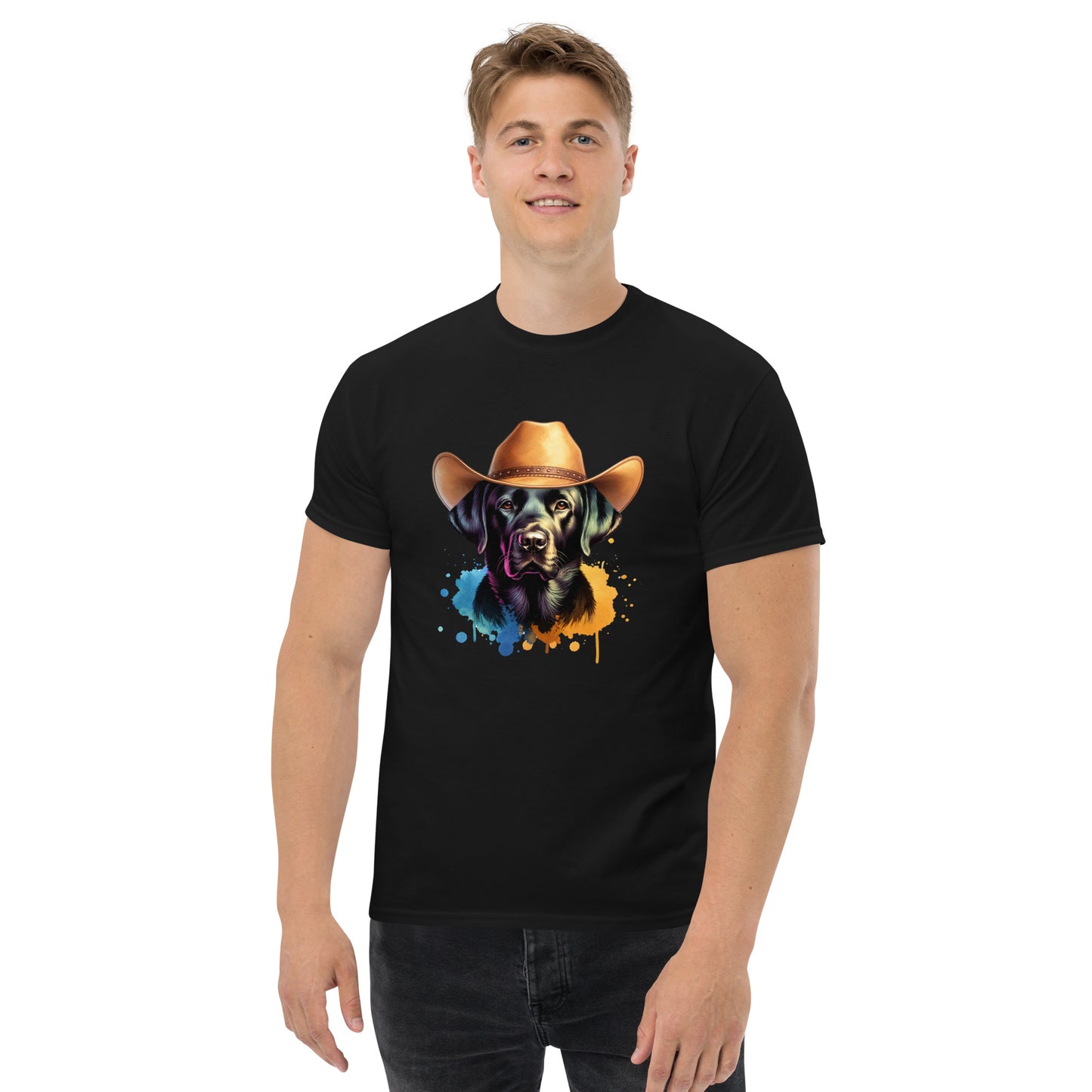 Country Western class t-shirt - Black Lab Cowboy